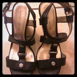 Antonio Melani Black Wedges - Size 8.5